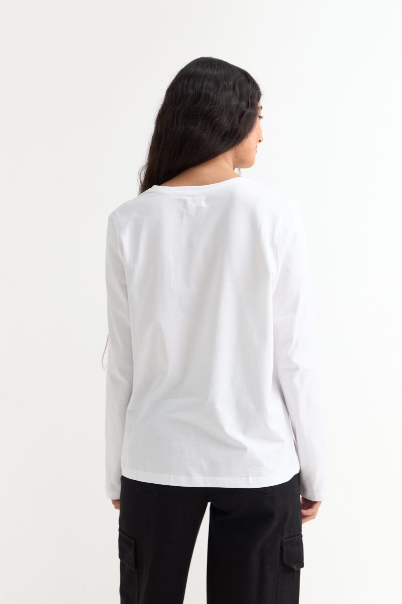 Remera m/l cuello a la base estampada BLANCO
