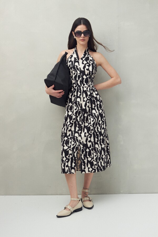 VESTIDO ORIENTAL Negro/Blanco