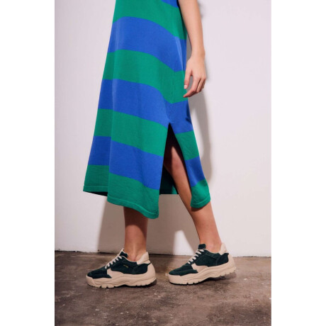 Vestido Tejido Rayado Verde