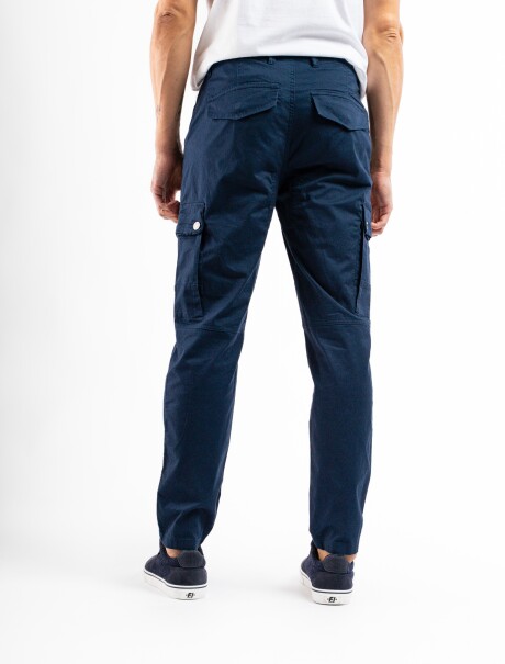 Pantalón Cargo Slim de Gabardina Marino