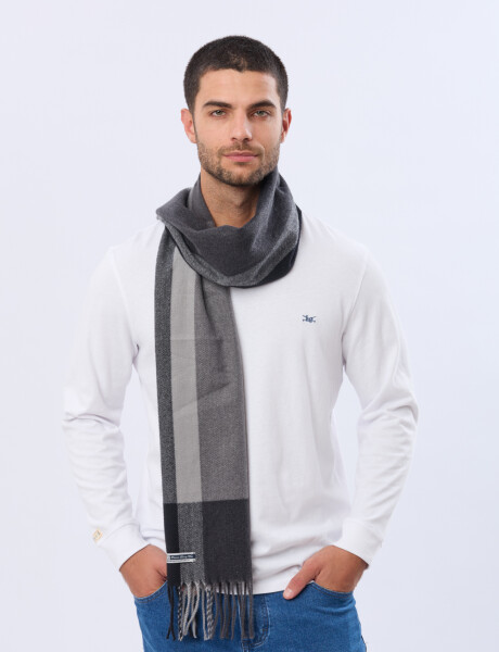 BUFANDA TEJIDA A CUADROS Gris