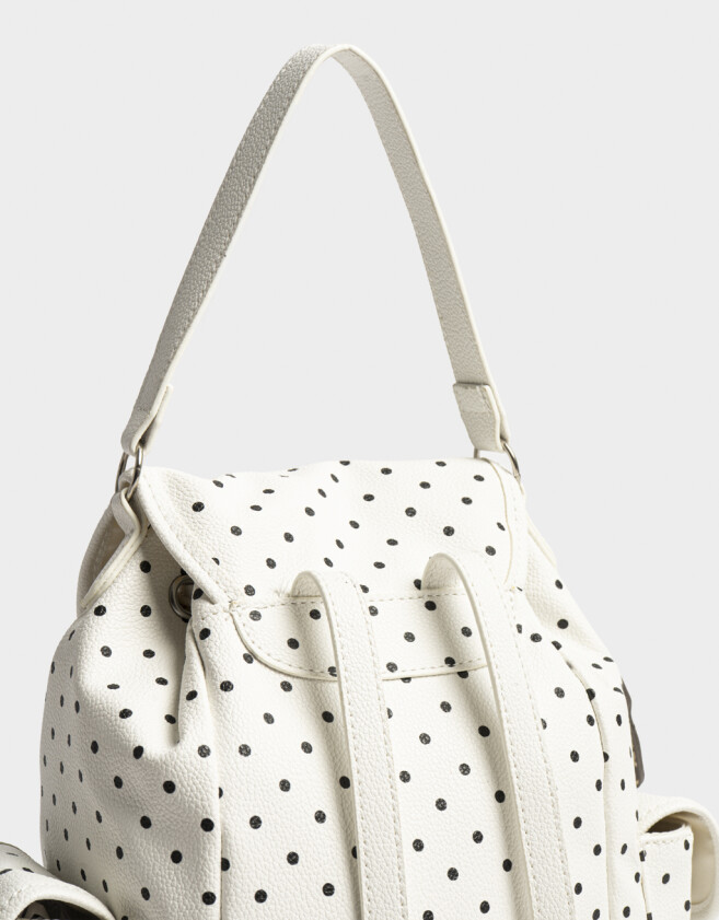 Mochilas Urbanas Mochila De Cuerina Minnie Lunares Con Llavero - Estampado Lunares