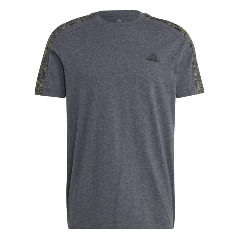 Remera Adidas Essentials Tres Tiras de Hombre - IC9344 Gris Oscuro-negro