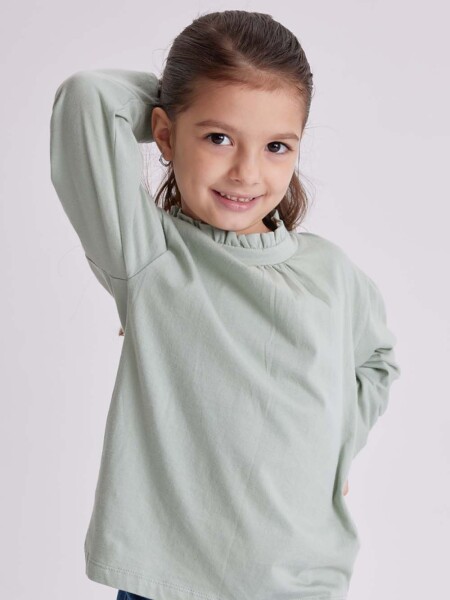Remera manga larga frunces Verde