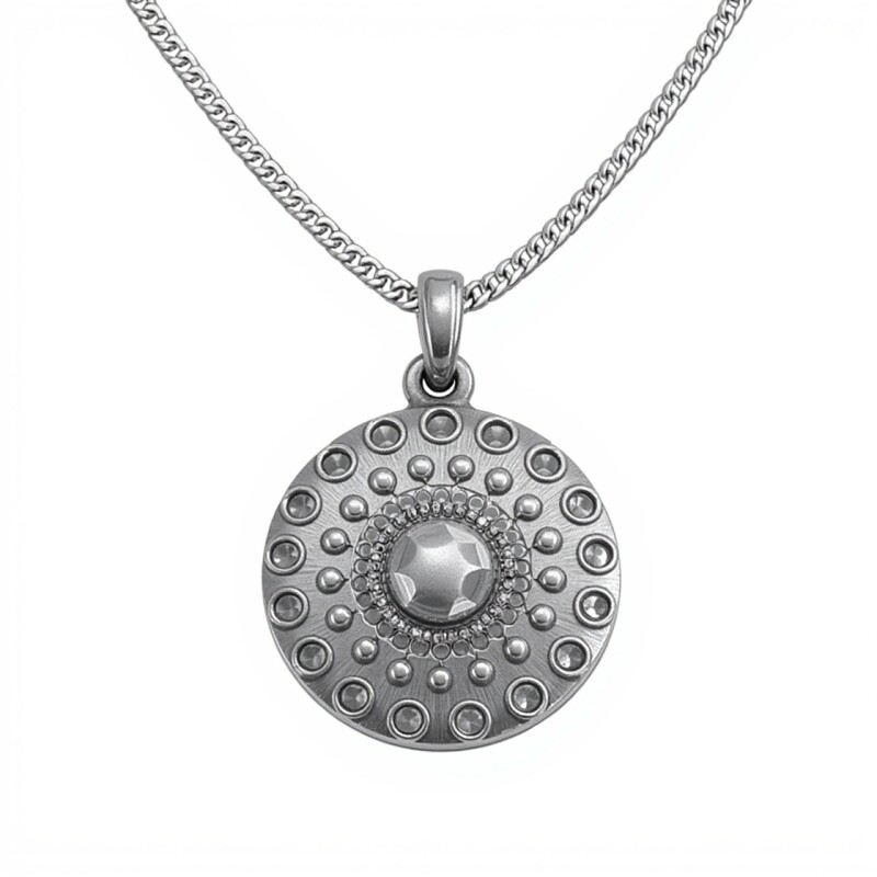 Dije circulo vintage- Plata 925 inflada quemada - sin piedra- CP4835 conpiedra