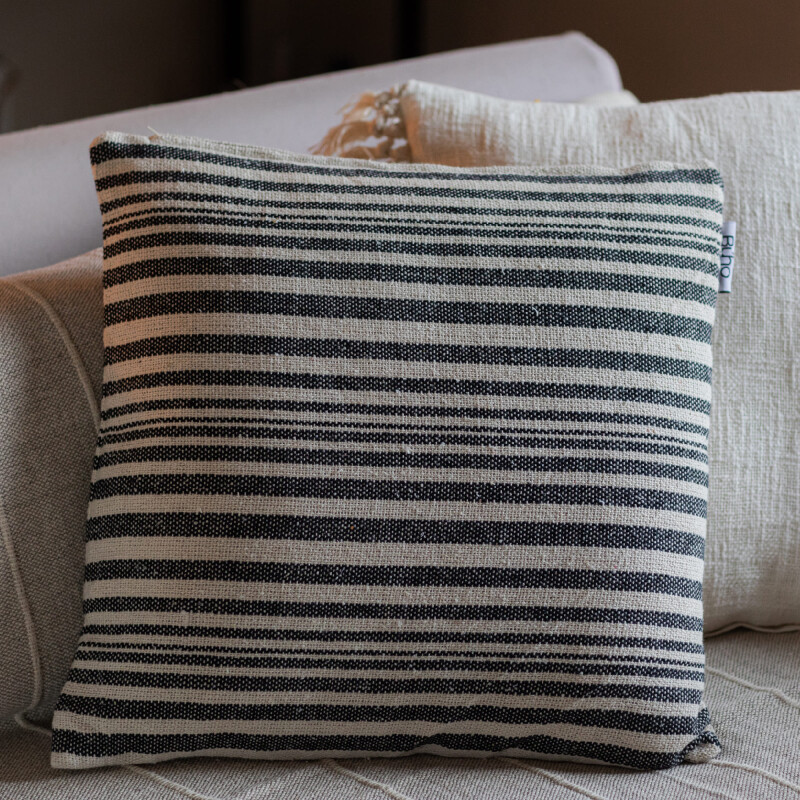 Funda de almohadón algodón 45x45cm Rayas Taupe