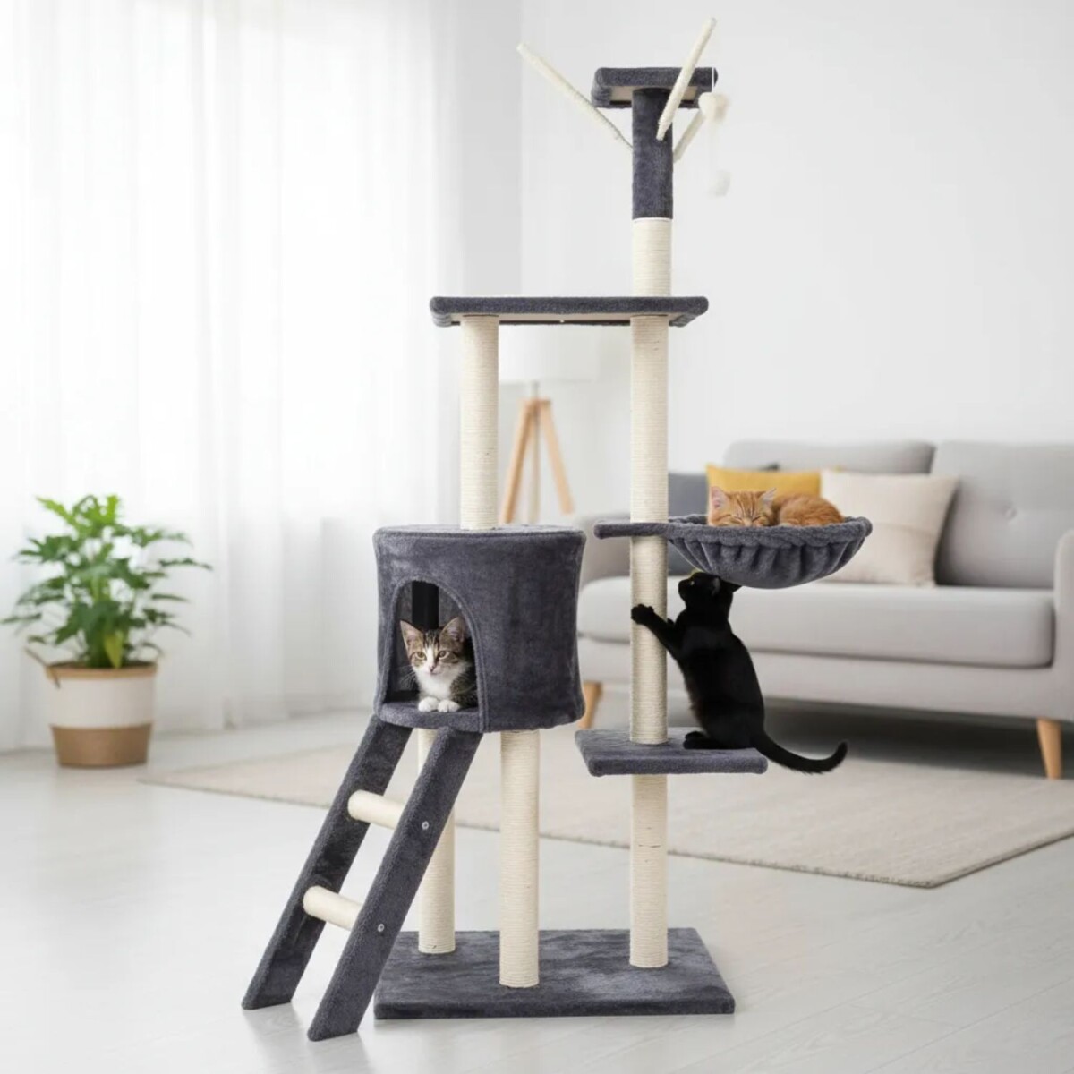 Rascador Para Gato Torre 5 Niveles Cama Nido 