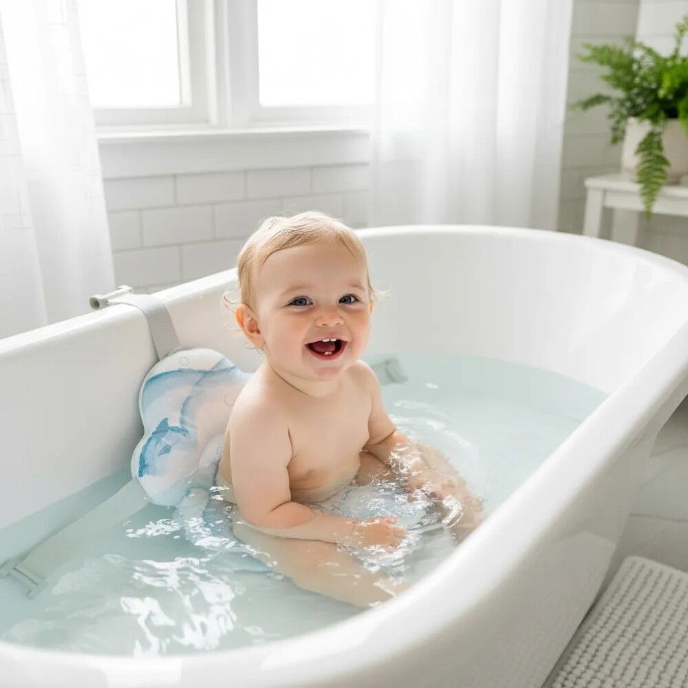 Reposera baño universal estampada KIKKABOO Nubo SHELL AZUL