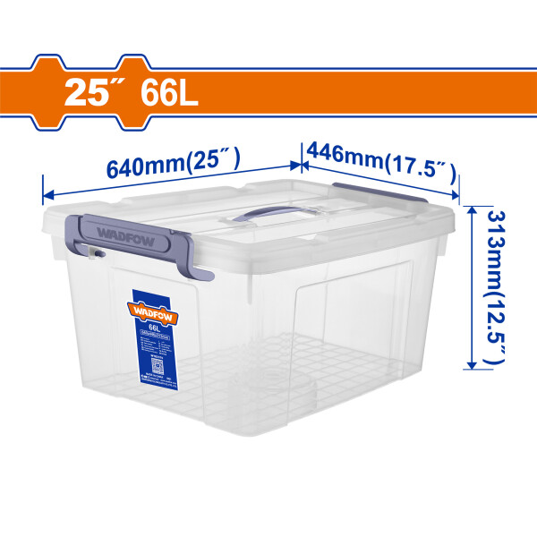 CAJA CONTENEDOR PLASTICO APILABLE TRANSPARENTE 66LT WADFOW WTB2370 CAJA CONTENEDOR PLASTICO APILABLE TRANSPARENTE 66LT WADFOW WTB2370