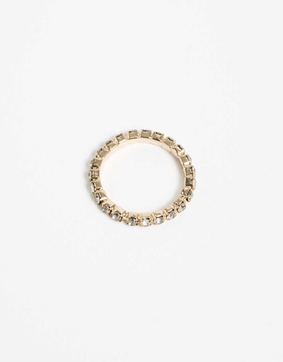 Anillo Con Strass - Dorado 