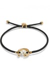 PULSERA DE HILO NEGRO CON PERLA SHELL FORNITURA BAÑADA EN ORO 18K. Pulsera