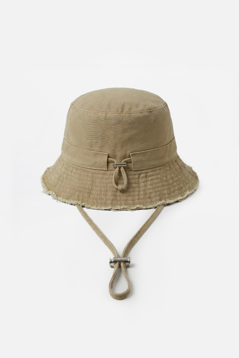 Gorro bucket algodón desflecado - beige 