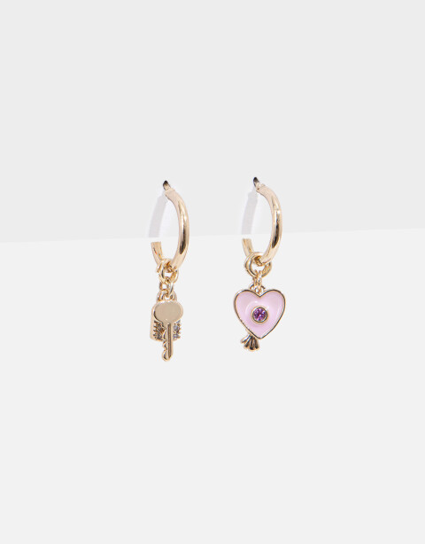 Aros Argollas Strass Argollas Con Dijes - Dorado