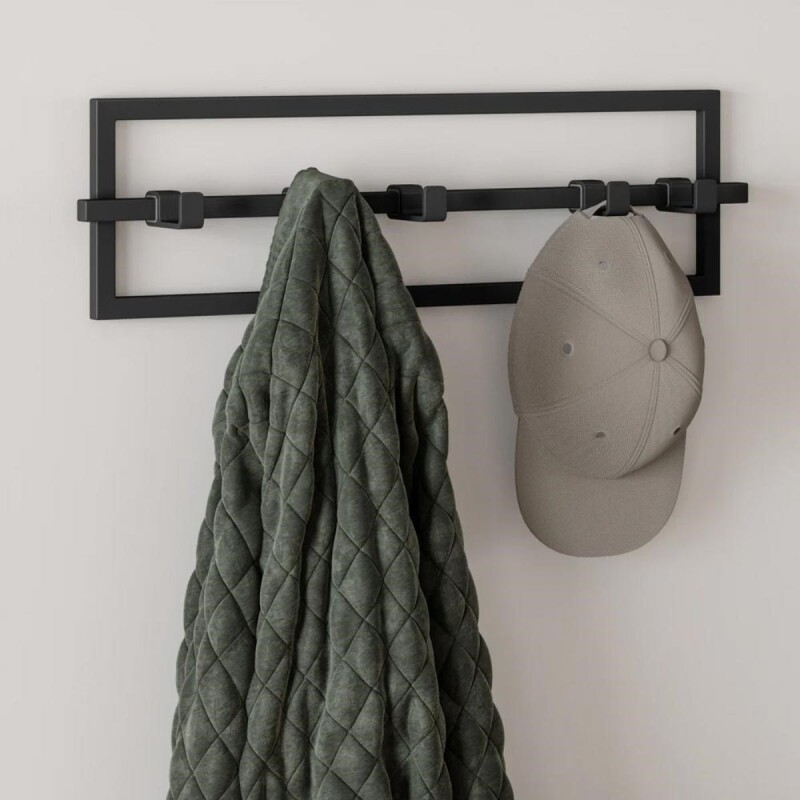 Perchero de pared 5 ganchos Negro