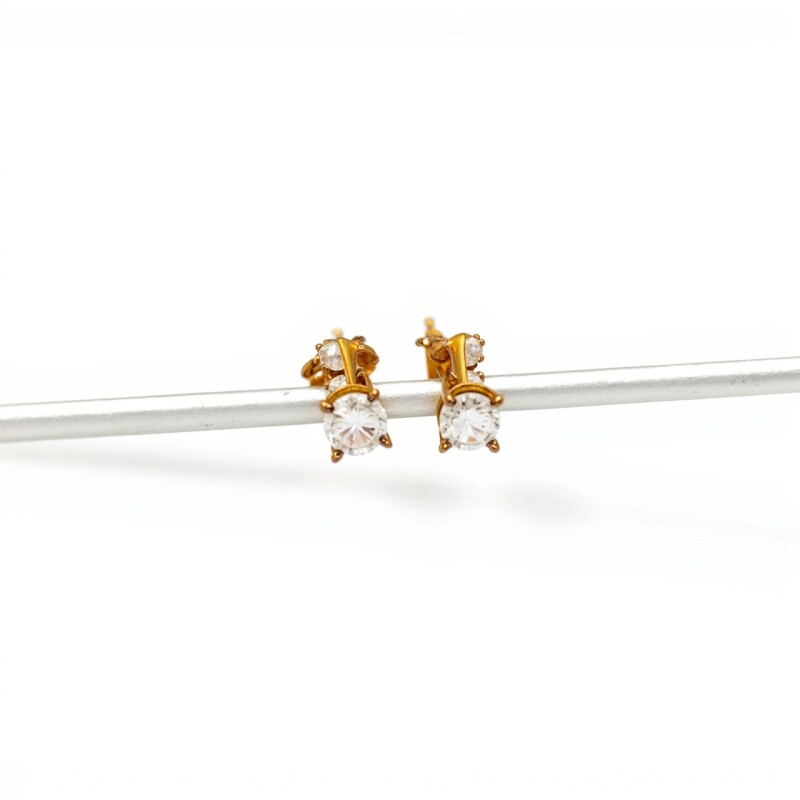 Caravanas Zirconias y oro - Oro bajo - Zirconia- CA8077 sinpiedra