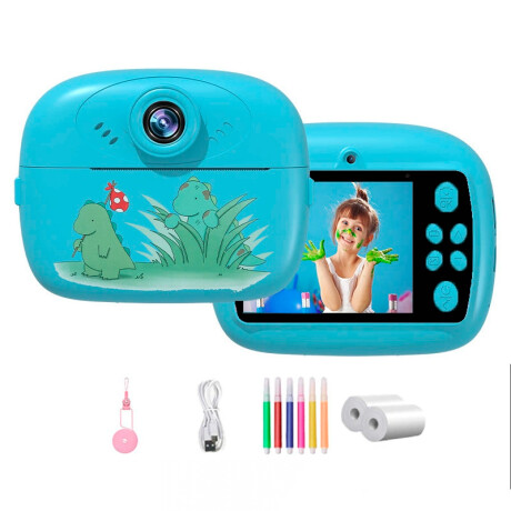 Cámara Fotográfica Infantil Con Impresión De Fotos Celeste