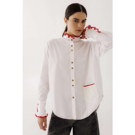 Camisa Ota Popelin Crochet Blanco