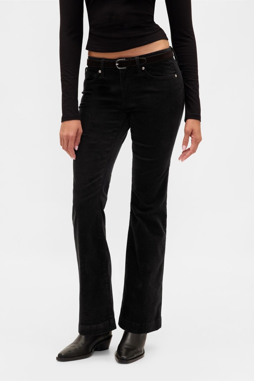 Jean Long And Lean Pana Mujer Black Cord F11