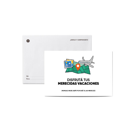 Tarjeta smile con sobre "Merecidas vacaciones" Sc