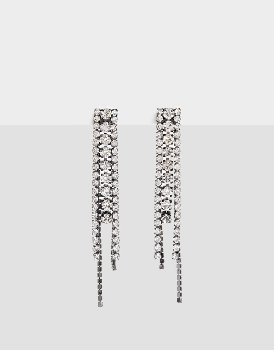 Aros Colgantes Largos Con Strass 