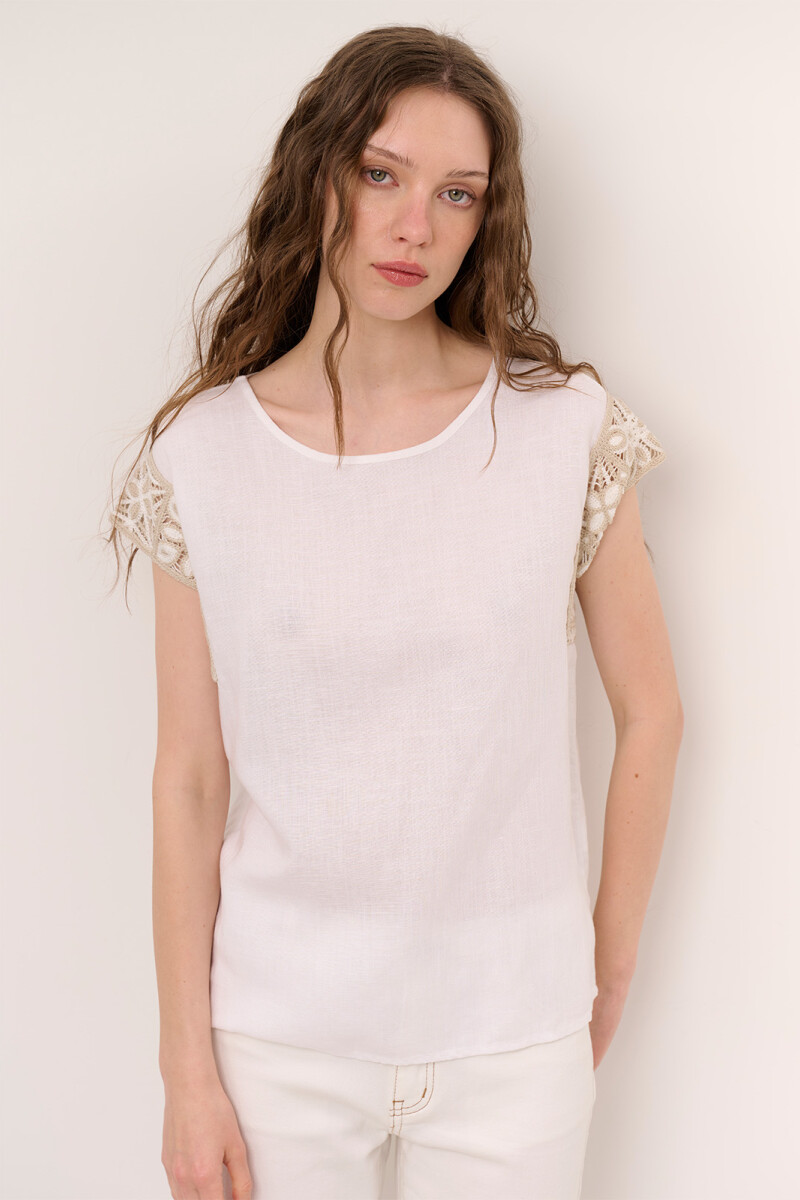 BLUSA LINO CROCHET BLANCO
