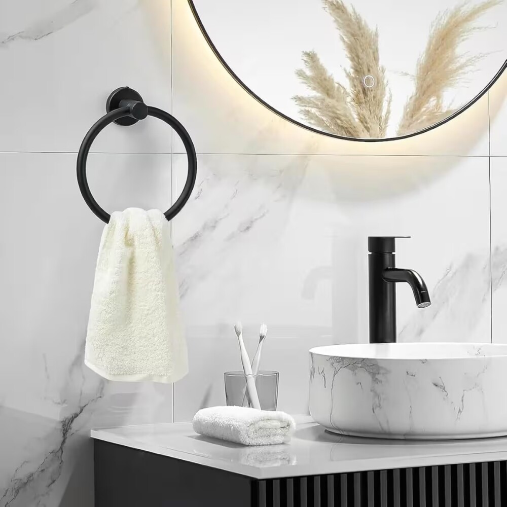 Aro toallero negro mate Milano Dmc Aro Toallero Negro Mate Milano Dmc