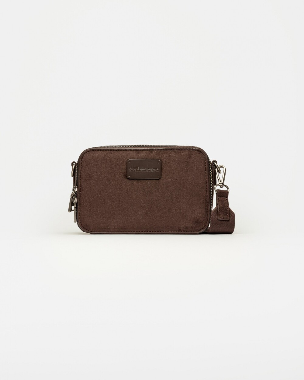 Bandolera New Penny en efecto gamuza Chocolate