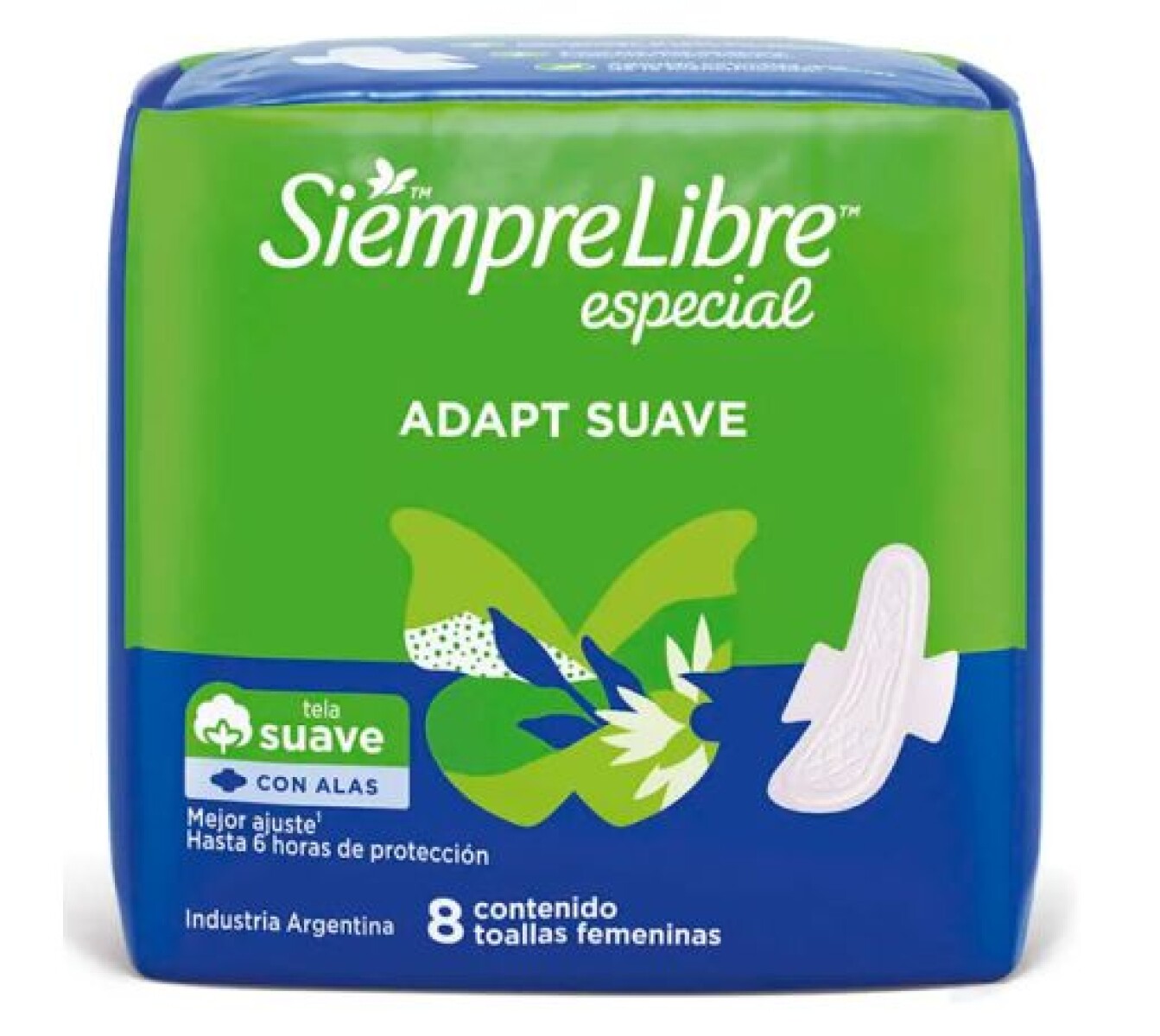 SIEMPRE LIBRE ESPECIAL TOALLITAS ADAPT SUAVE 8 UNIDADES 