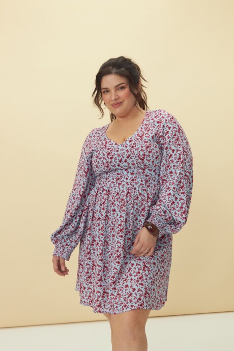 Vestido Sara Lila con estampado rojo