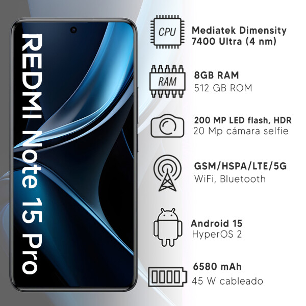 Xiaomi Note 15 Pro 8gb Ram 512gb 5g CEL XIAOMI NOTE 15 PRO 8/512GB 5G NEGRO