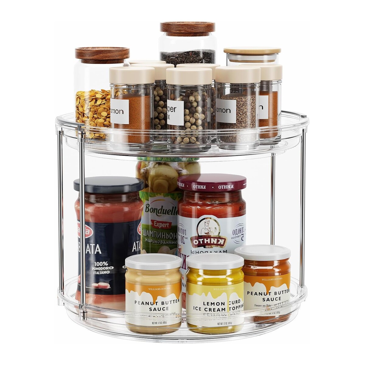 Organizador giratorio de 2 niveles transparente 