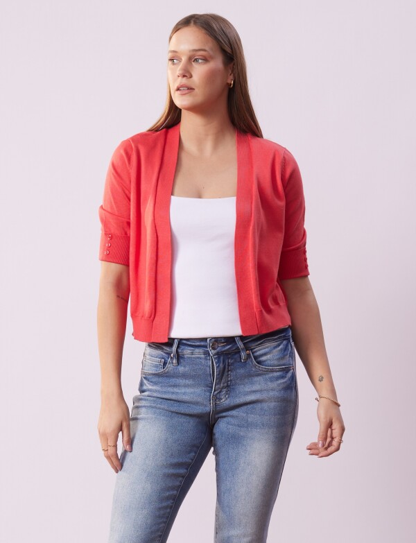 Cardigan Puño Botones CORAL