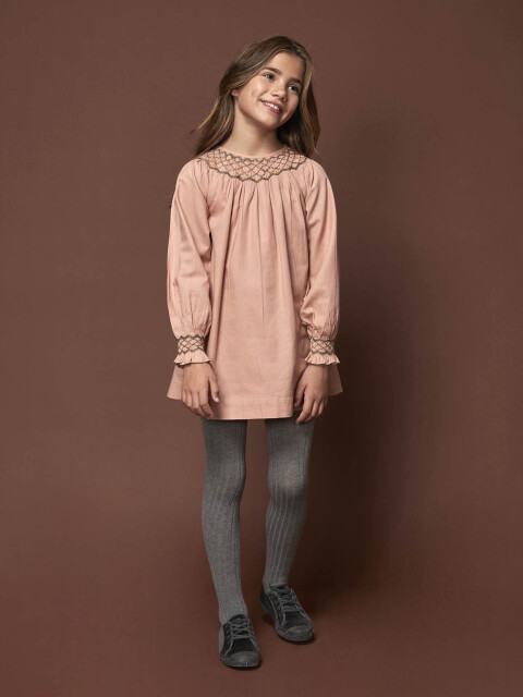 Vestido Nido De Abeja Rosa