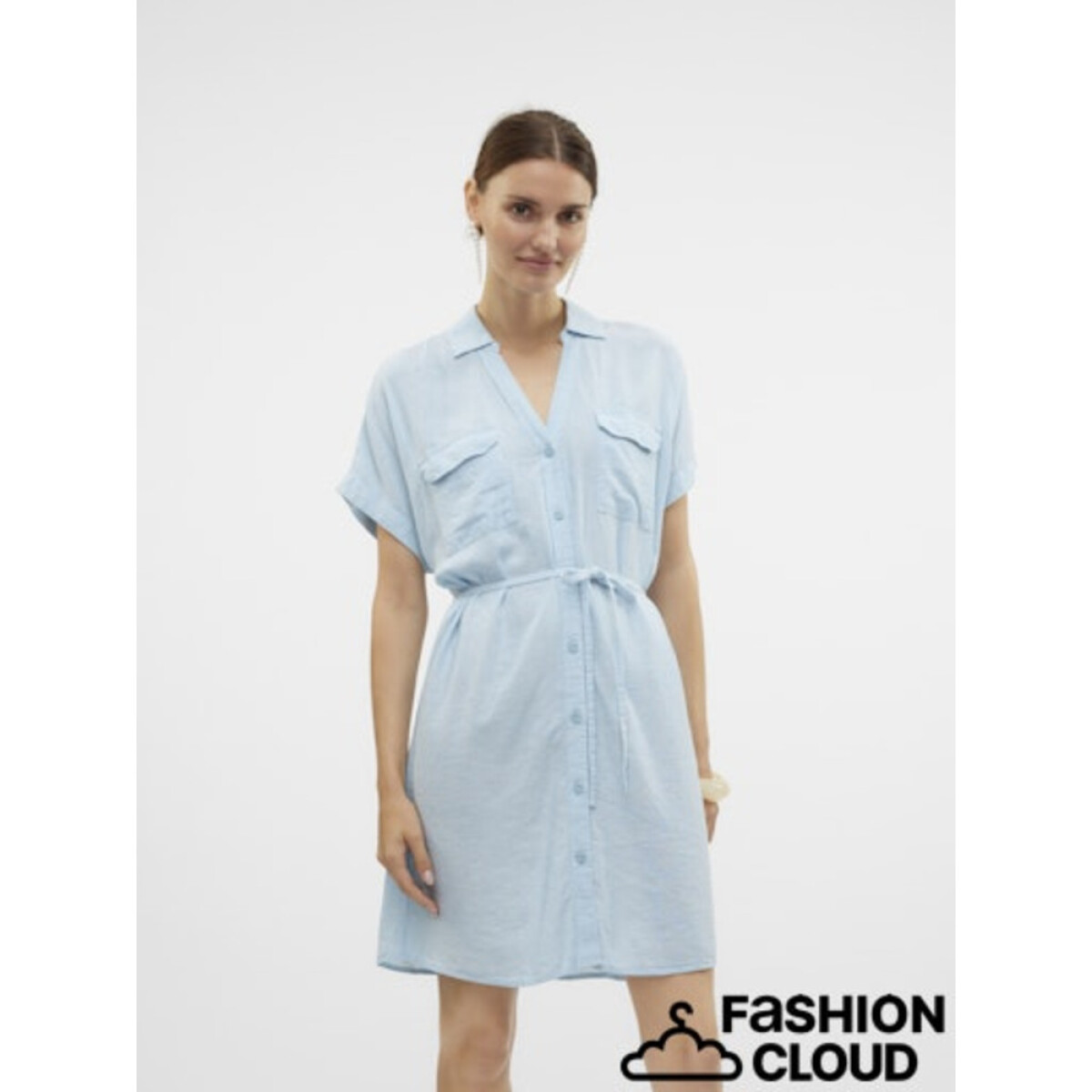 VMLINN SS SHORT SHIRT DRESS WVN NOOS - Airy Blue 