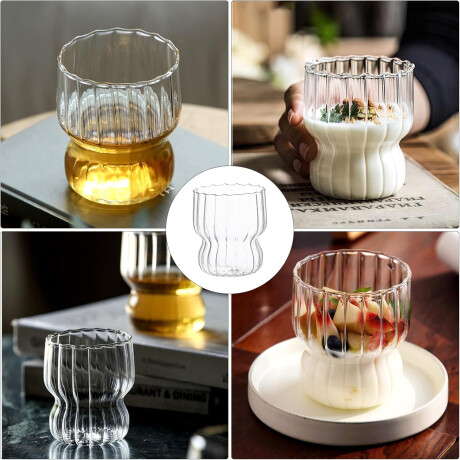 Set X6 Vaso Curvy 260Ml para Agua Refresco Bebidas en Vidrio Transparente