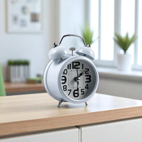Reloj despertador retro metálico de campana doble 8*12 Blanco