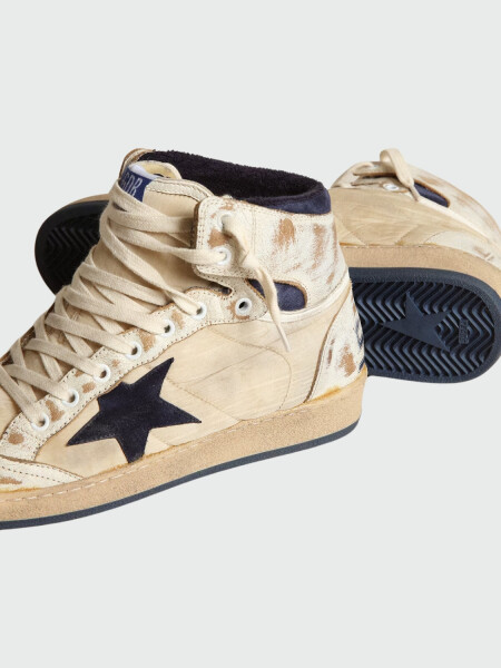 Golden Goose-Botines de cuero acordonados, Sky Star Blanco