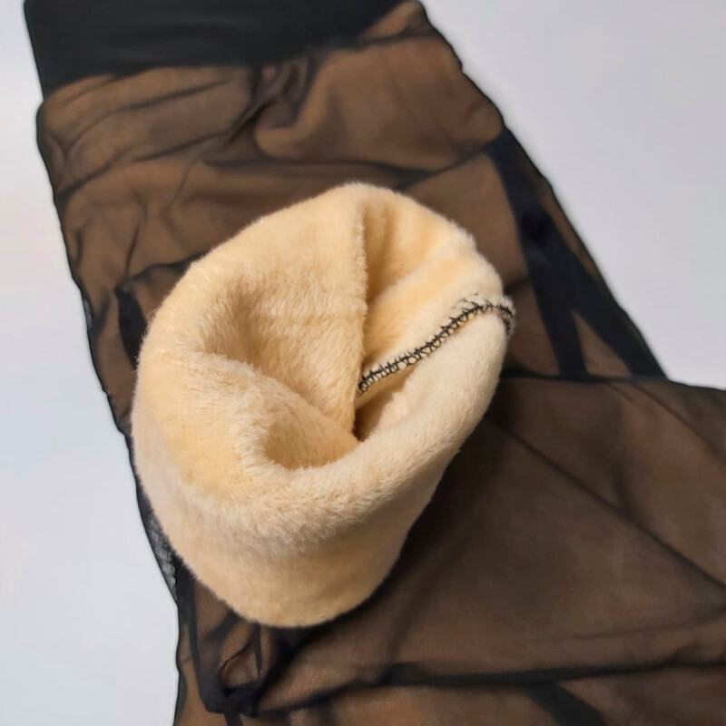 Medias Panty Térmica Con Efecto Piel de Talón Negro