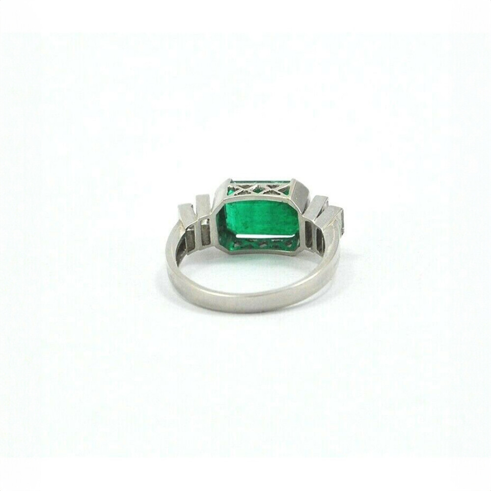Anillo Platino, Brillantes Y Esmeralda Anillo Platino, Brillantes Y Esmeralda