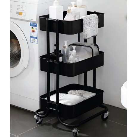 Carrito Organizador Multiuso Selecta Metálico 3 Estantes Negro