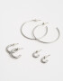 AROS SETS X3 PLATEADO PLATEADO