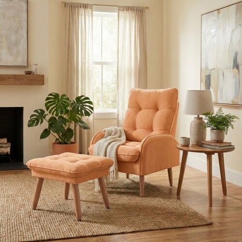 Butaca 1 Cuerpo Living + Puf - Nantes Mostaza