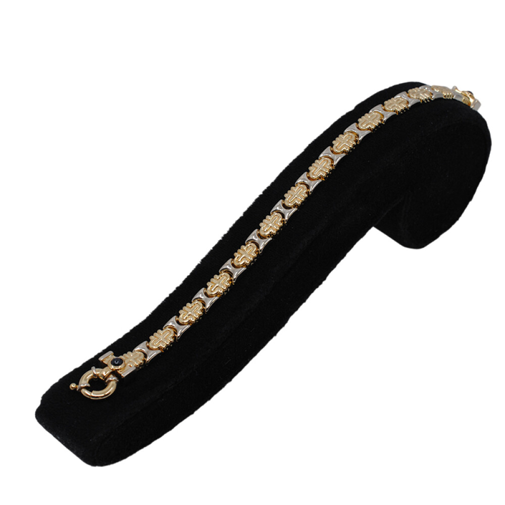 Pulsera en oro 18k combinada en 2 tonos con zafiros cabujón Pulsera en oro 18k combinada en 2 tonos con zafiros cabujón