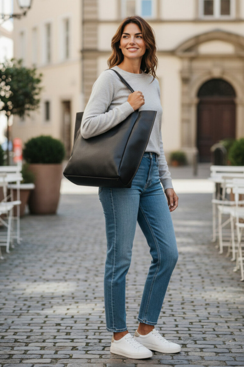 Tote Bag de cuero Negro