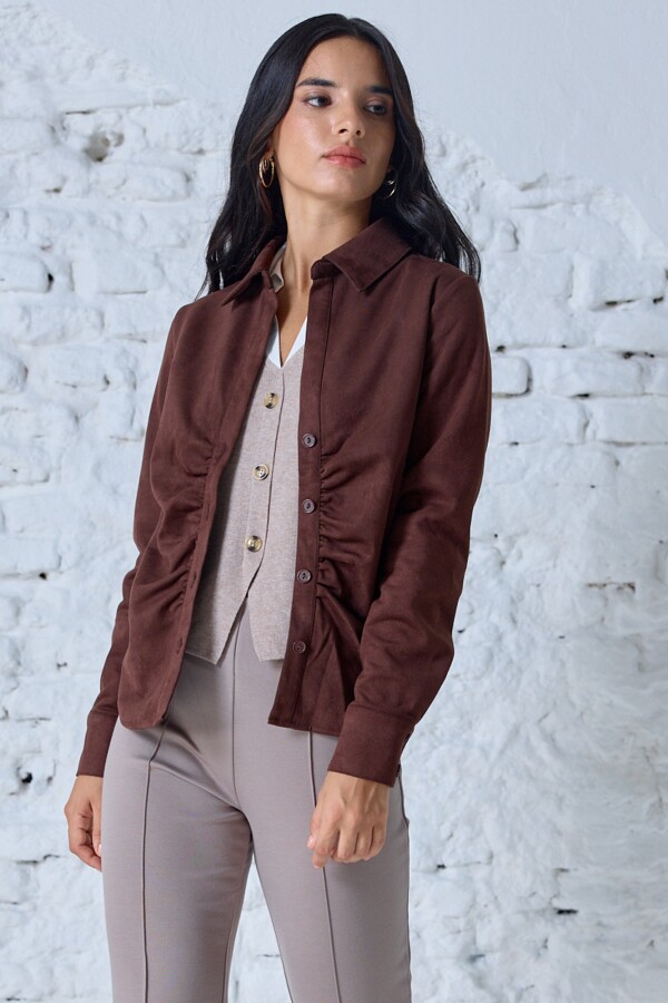 Camisa Suede Frunce MARRON