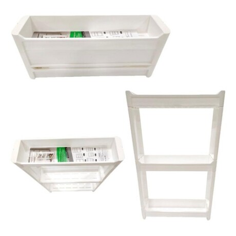 Mueble estantería de plástico con 3 estantes regulables y ruedas Mueble estantería de plástico con 3 estantes regulables y ruedas