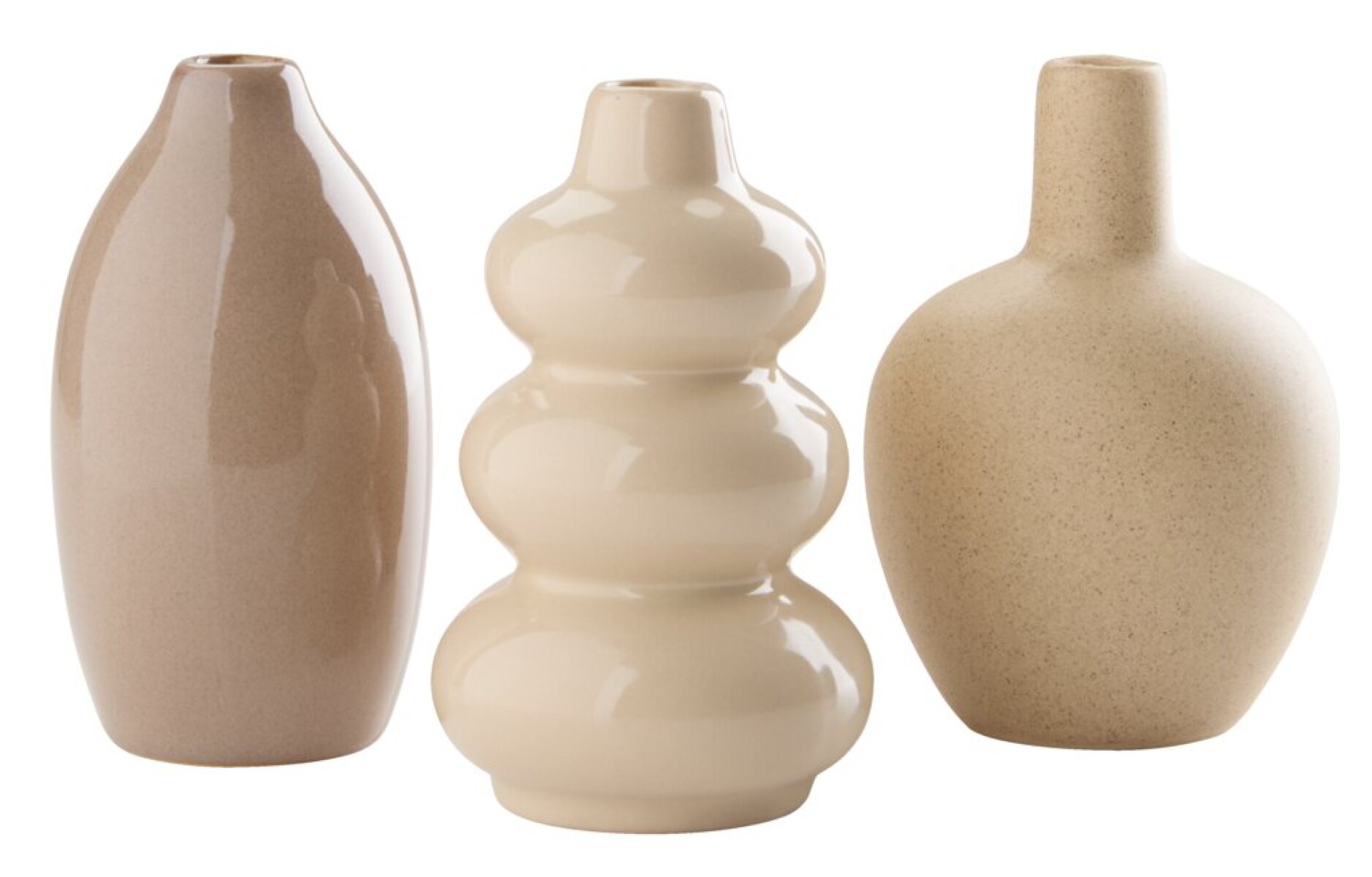 Jarrón AMUNDSEN Ø6xH10 cm beige 3 piezas/paquete 