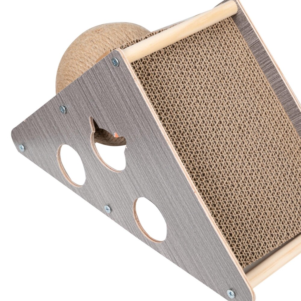 RASCADOR DE MADERA MADERA NATURAL-BEIGE CON PELOTA