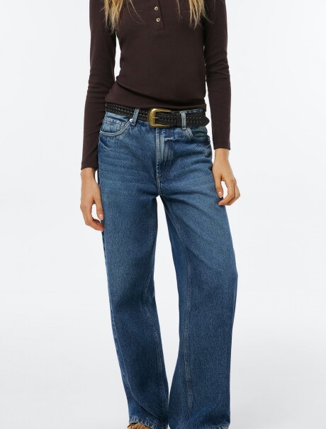 PANTALÓN WIDE LEG CINTURA MEDIA AZUL