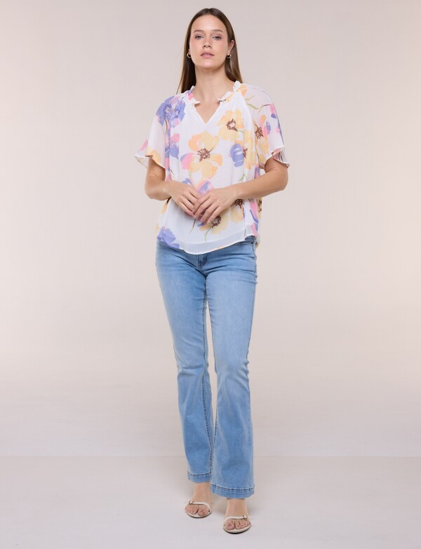 Blusa Flores Acuareladas BLANCO/MULTI